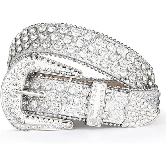 Womens Men Rhinestone Western Belts Bling Cowgirl Designer Diamond Studded Belts - Picture 8 of 8